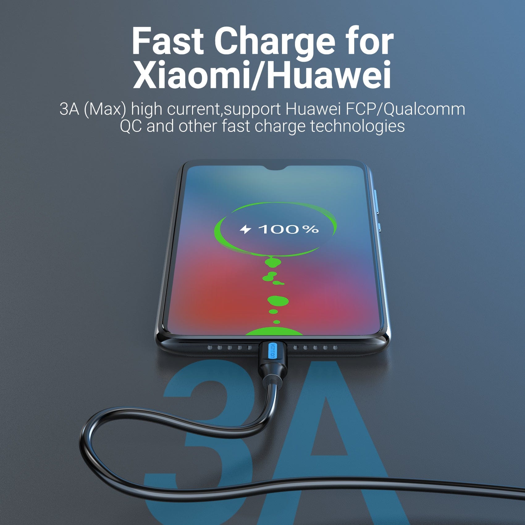 VENTION USB 3.0 A to C cable for fast charging Xiaomi and Huawei devices with 3A high current support