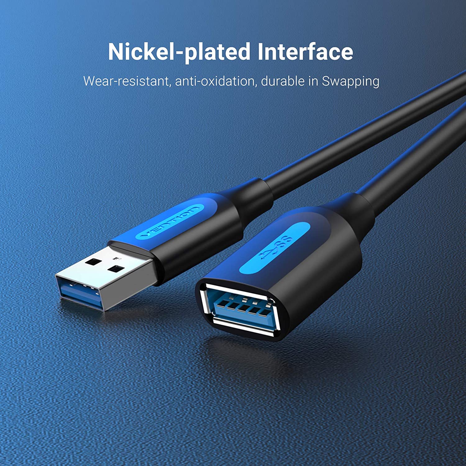 VENTION USB 3.0 extension cable with nickel-plated interface for durability and resistance