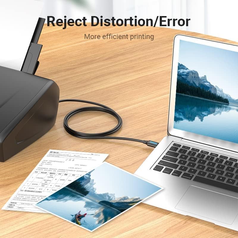 VENTION USB A printer cable connecting a printer to a laptop for efficient printing