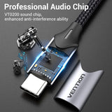 VENTION USB-C Male to Two 3.5mm Female Audio & Mic Jack Splitter Cable