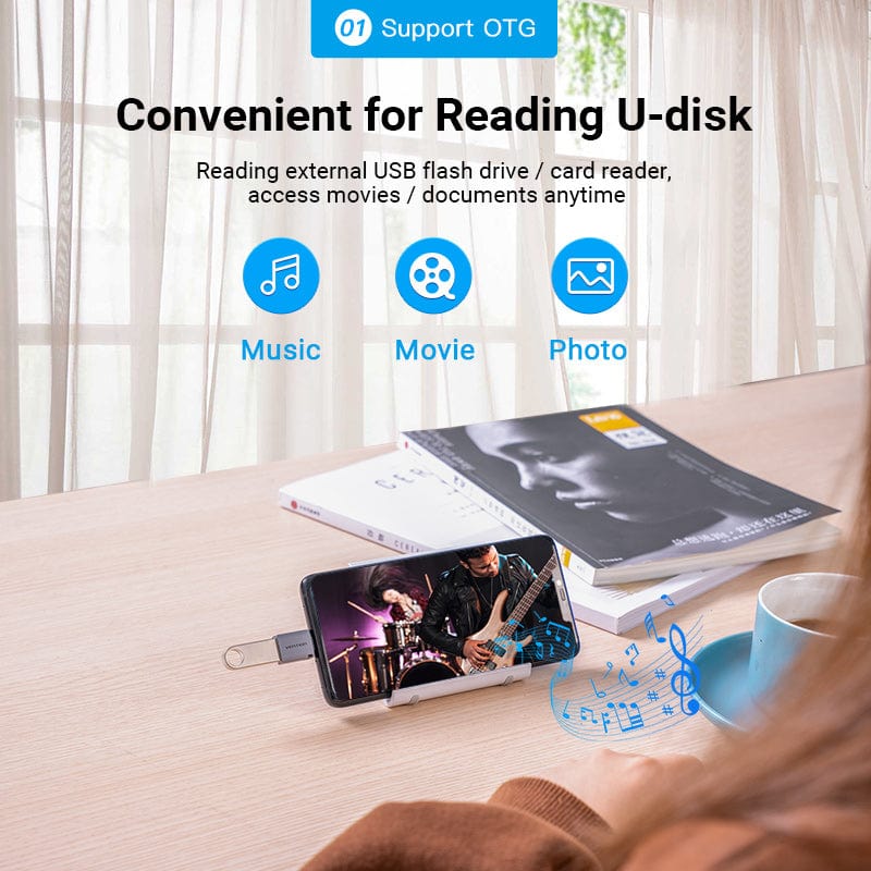 VENTION USB-C Male to USB 3.0 Female OTG Adapter Gray Aluminum Alloy Type