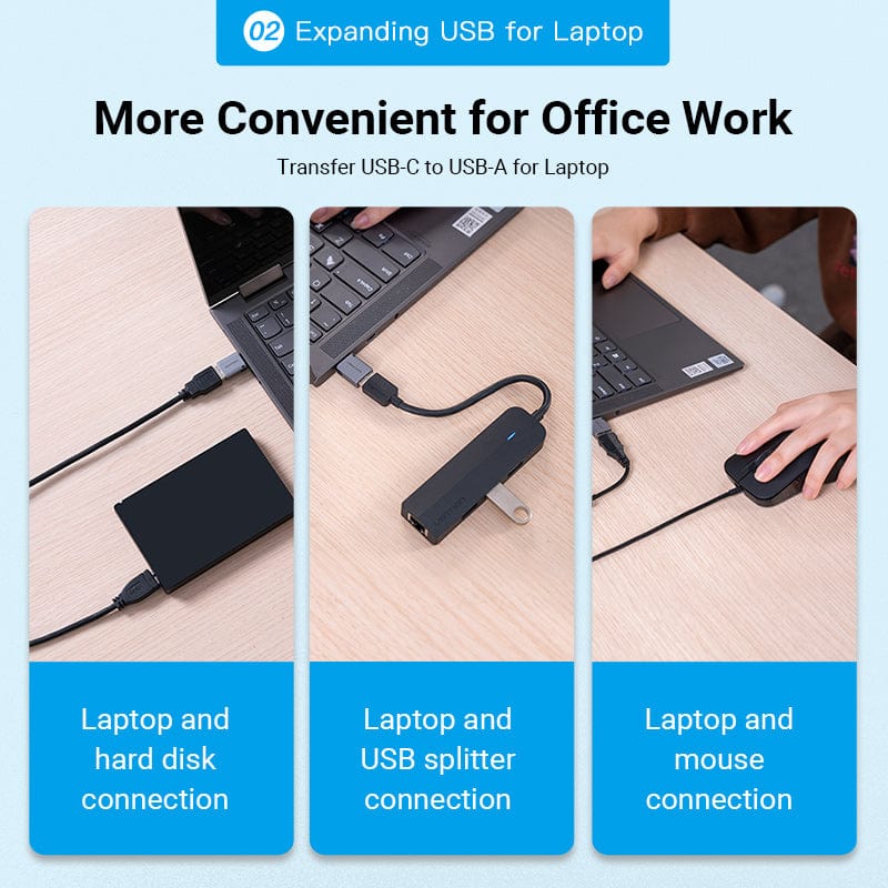 VENTION USB-C Male to USB 3.0 Female OTG Adapter Gray Aluminum Alloy Type