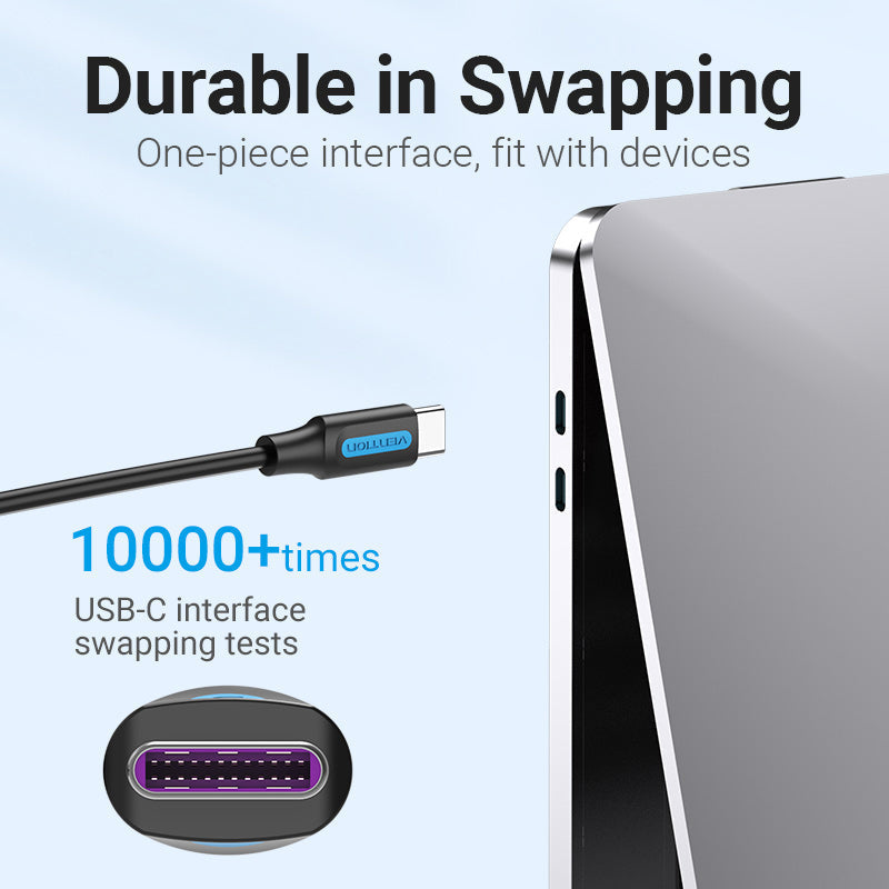 Vention USB C to C cable 5A fast charging with durable one-piece interface for reliable connections
