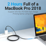 VENTION USB C to C cable 5A fast charging connected to a MacBook for quick power delivery