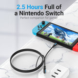 USB C to C cable 5A fast charging used to power a Nintendo Switch for gaming on the go