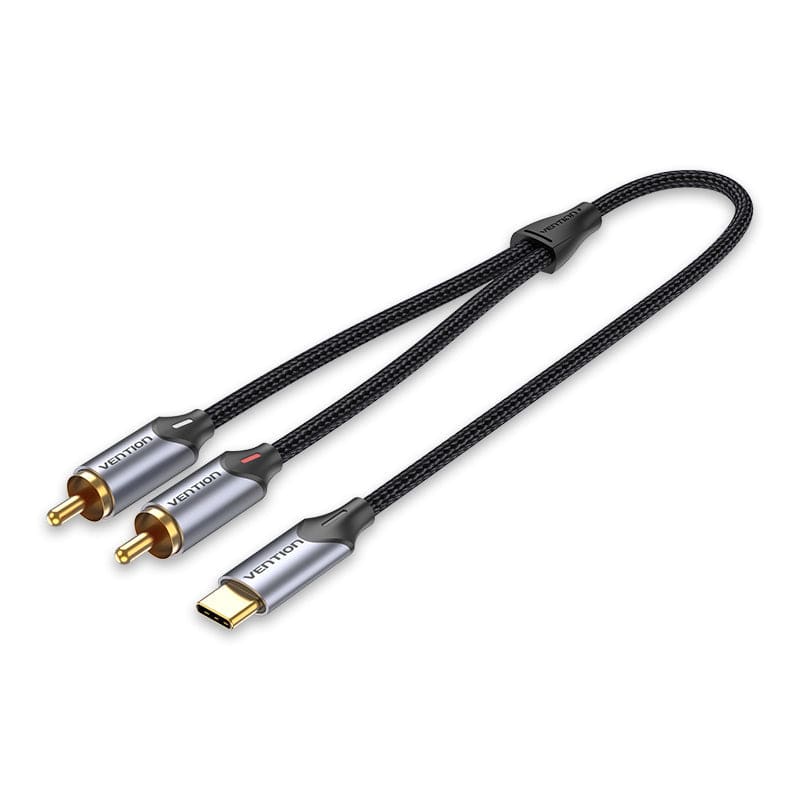 VENTION USB-C to Dual RCA cable with durable braided design for high-quality audio connections