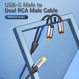 USB-C to Dual RCA cable by VENTION with durable connectors for high-quality audio transmission