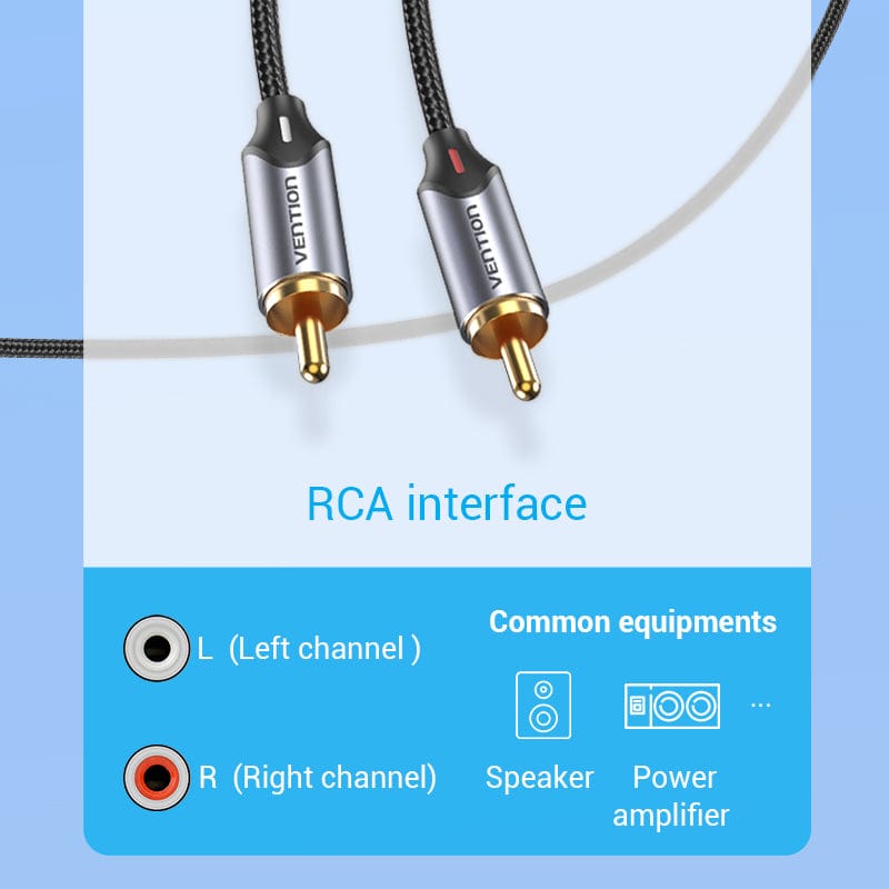 Vention USB-C to Dual RCA cable with durable design for connecting devices to audio equipment