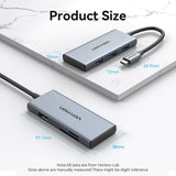 USB-C to HDMI/USB 3.0x3/SD/TF Docking Station Aluminum Alloy Type 0.15M Gray