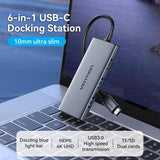 USB-C to HDMI/USB 3.0x3/SD/TF Docking Station Aluminum Alloy Type 0.15M Gray