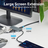 USB-C to HDMI/USB 3.0x3/SD/TF Docking Station Aluminum Alloy Type 0.15M Gray