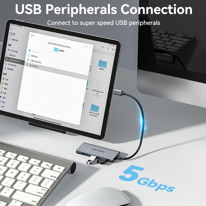 USB-C to HDMI/USB 3.0x3/SD/TF Docking Station Aluminum Alloy Type 0.15M Gray