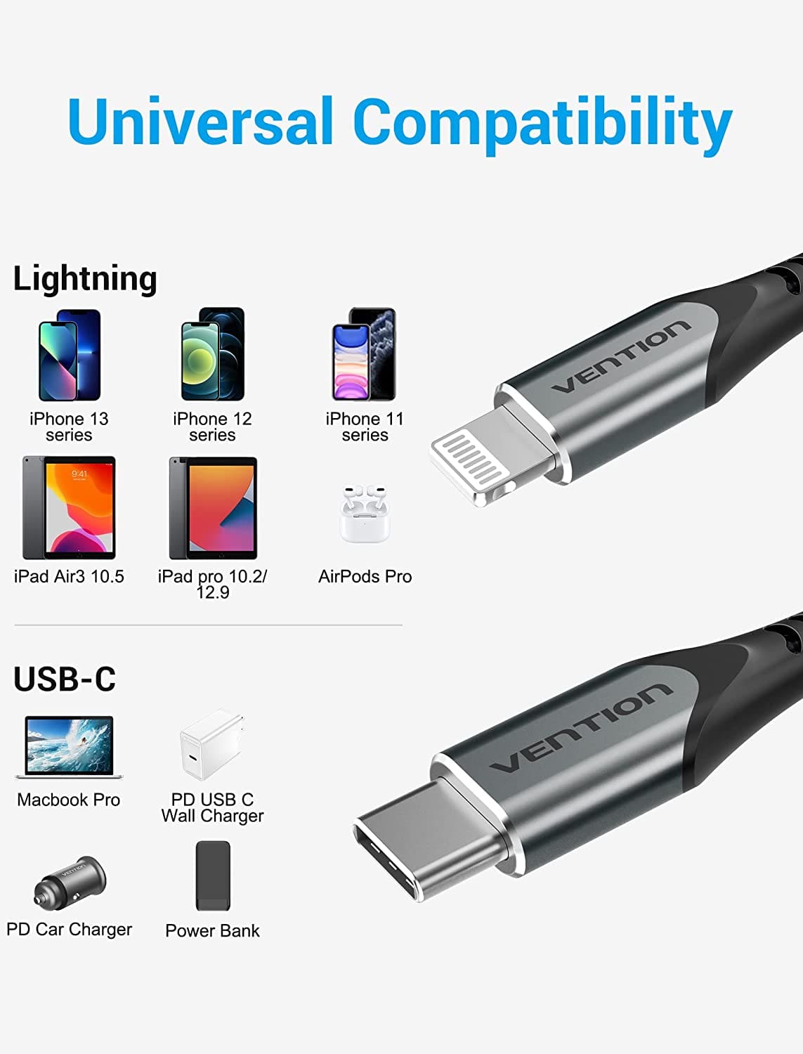 VENTION USB 2.0 C to Lightning Cable Aluminum Alloy Type
