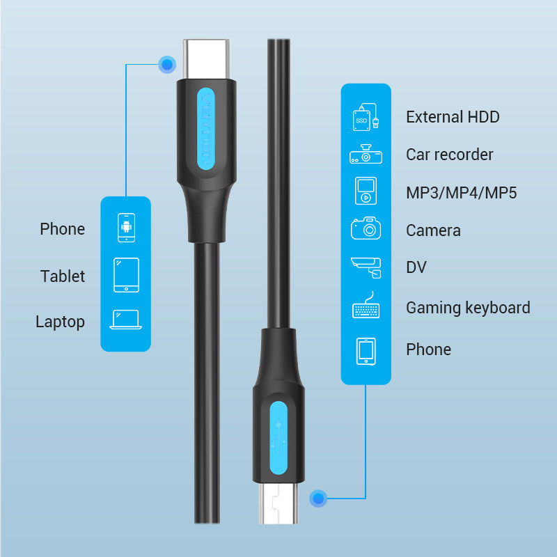 VENTION USB C to Mini-B Cable - High-Quality Data Transfer