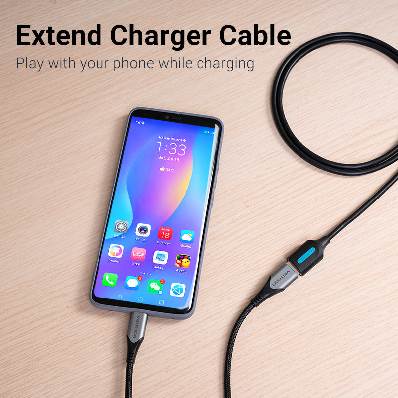 VENTION USB extension cable USB 2.0 allowing phone use while charging with a flexible design