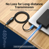 VENTION USB extension cable USB 2.0 connected to a laptop for fast file transmission