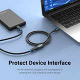 VENTION USB extension cable USB 2.0 connected to a laptop for easy device interface access