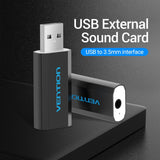 VENTION USB External Sound Card Black Metal Type (CTIA)