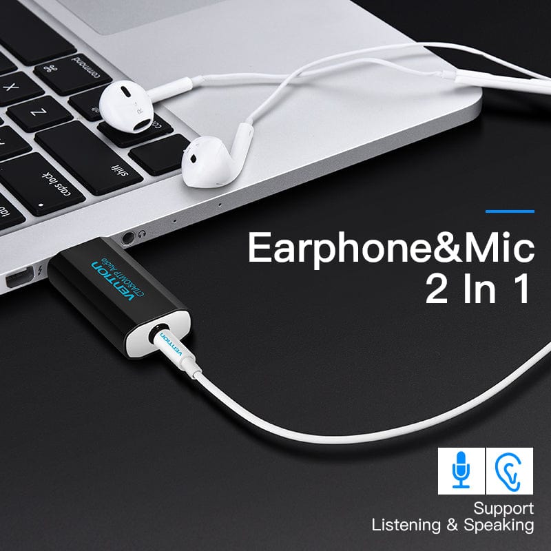 VENTION USB External Sound Card Black Metal Type(OMTP-CTIA)