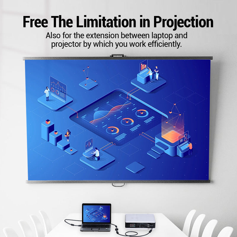 VENTION VGA extension cable connecting laptop to projector for efficient presentations