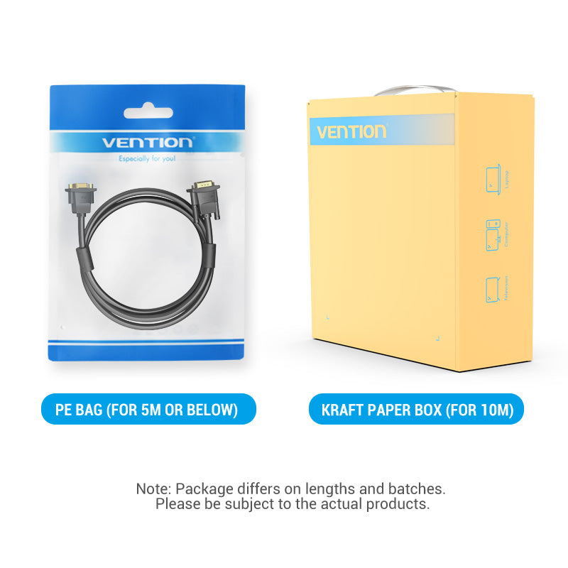 VENTION VGA extension cable in packaging options for enhanced connectivity and usability