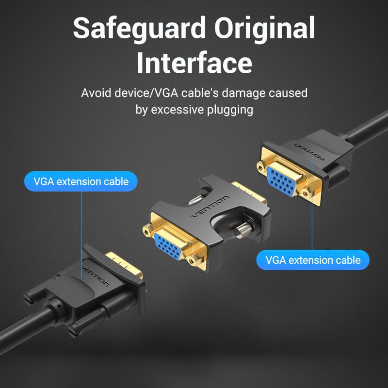 VENTION VGA Male to Female Adapter Black
