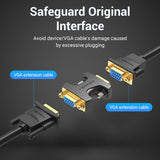 VENTION VGA Male to Female Adapter Black