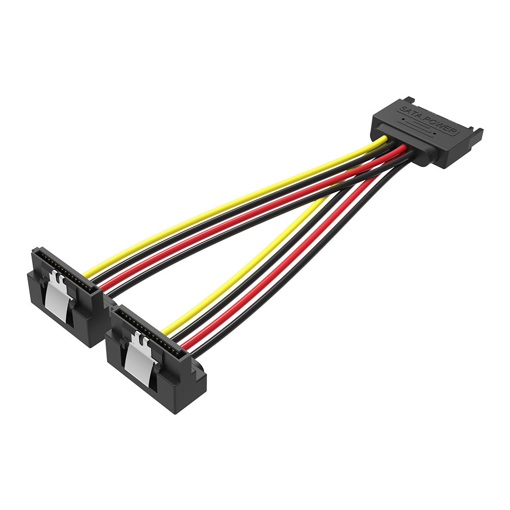 VENTION SATA 15P Male to 90° 2*15P Female Power Splitter Cable 0.15M Black
