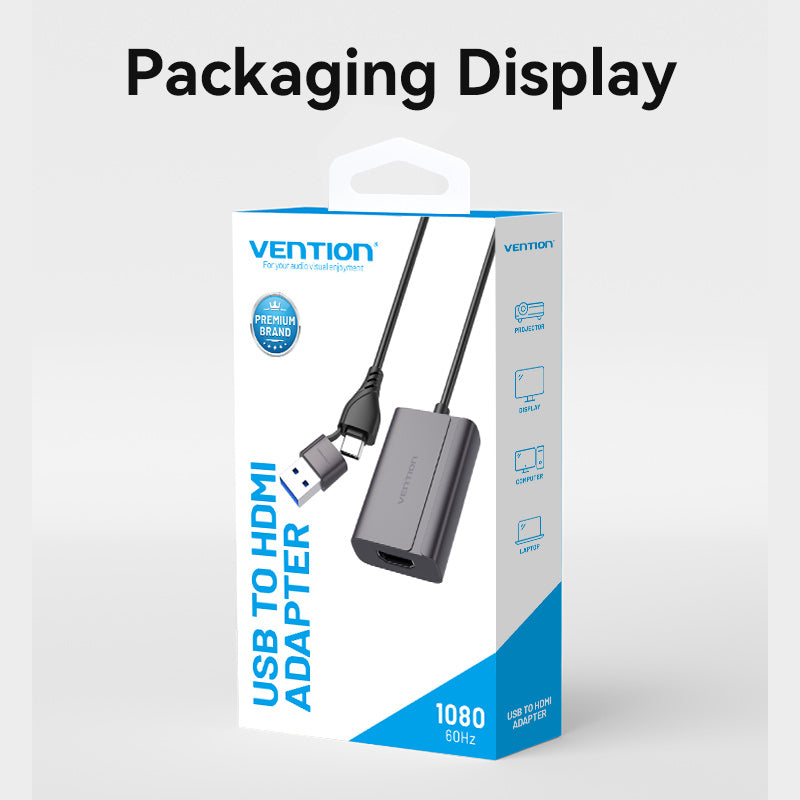 VENTION USB-C + USB-A to HDMI Adapter 0.15M Gray Aluminium Alloy Type