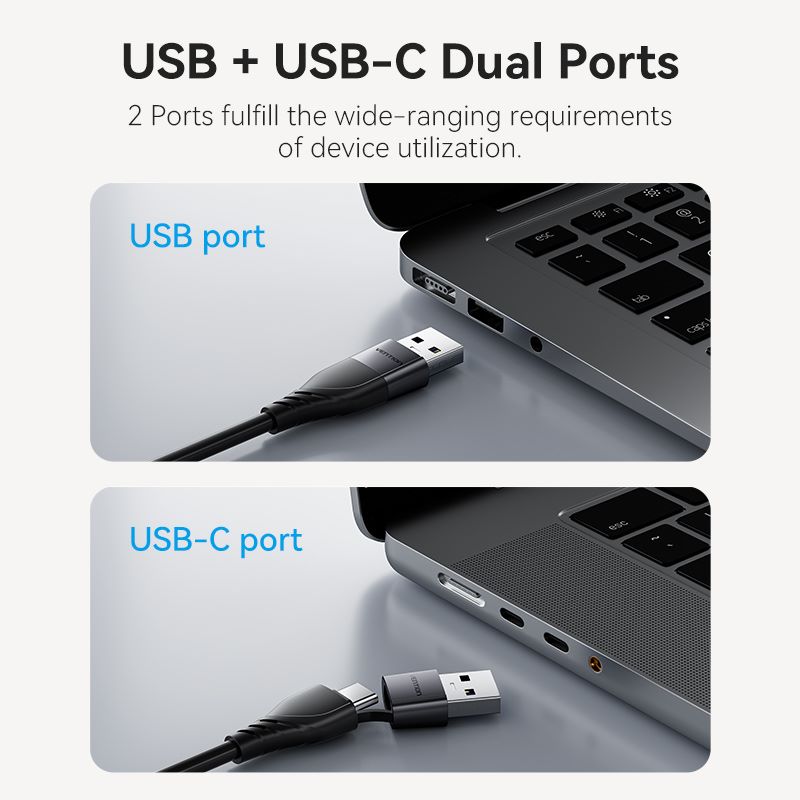 VENTION USB-C + USB-A to HDMI Adapter 0.15M Gray Aluminium Alloy Type