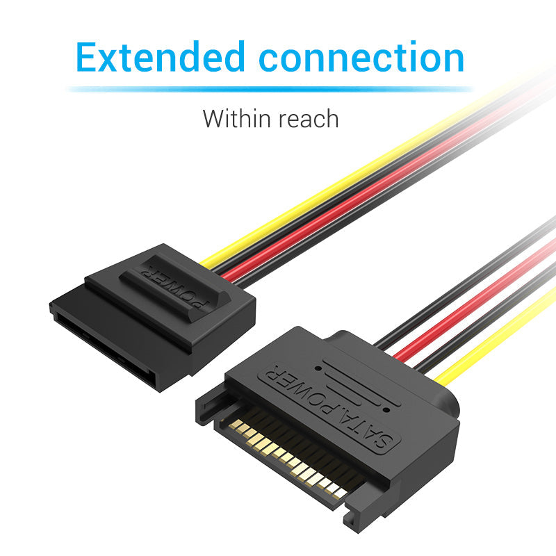 VENTION SATA 15P Power Extension Cable 0.3M Black