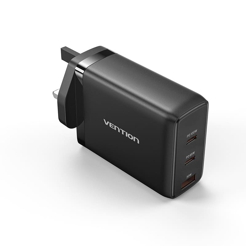 3-Port USB (C+C+A) GaN Charger (100W/65W/30W) UK-Plug - VENTION