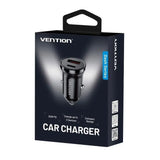 VENTION 30W Two-Port Car Charger (USB-A + USB-C) Black ABS Type