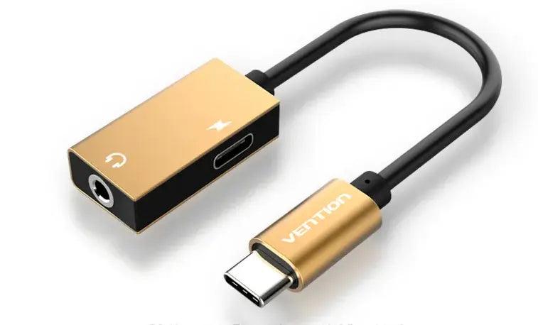 vention Type-C to 3.5mm Audio Cable with Type-C Power Supply 0.1M Red Metal Type