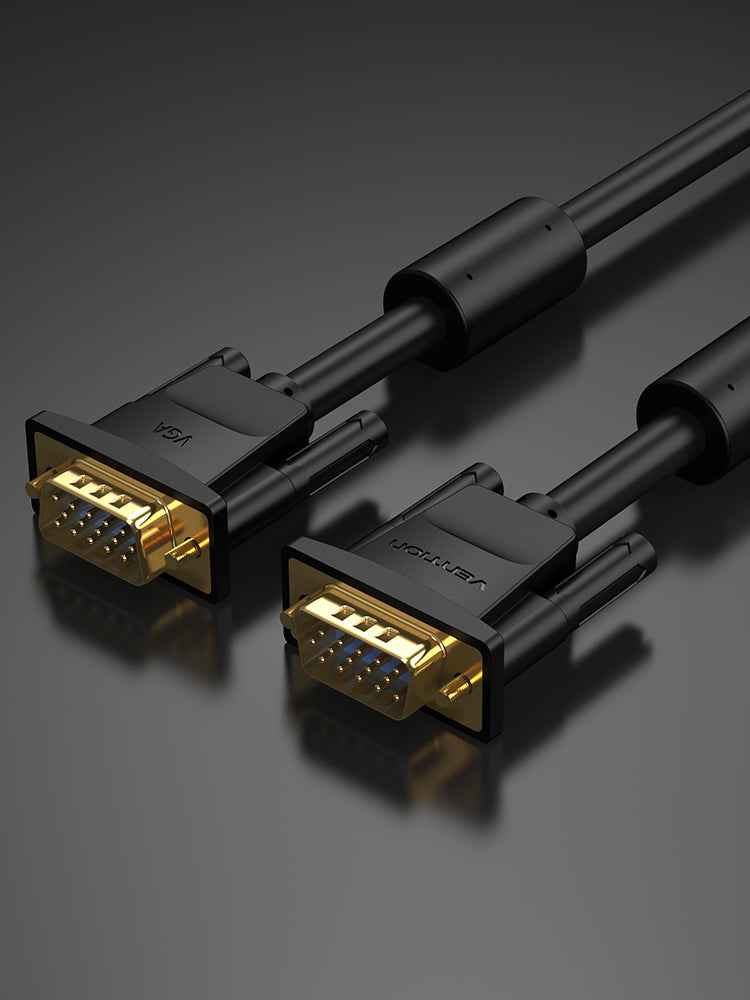 VENTION VGA(3+6) Male to Male Cable with ferrite cores Black