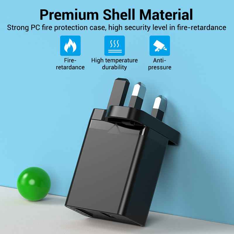 VENTION 1-port USB Wall Charger(22.5W) UK-Plug Black