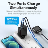 VENTION Two-Port  USB(A+A) Wall Charger (18W/18W) UK-Plug Black