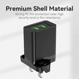 VENTION Two-Port  USB(A+A) Wall Charger (18W/18W) UK-Plug Black