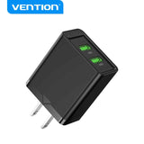 VENTION Two-Port  USB(A+A) Wall Charger (18W/18W) US-Plug Black