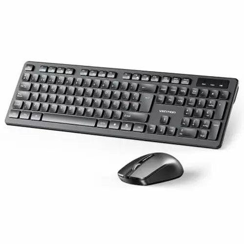 VENTION Wireless Full-Sized Keyboard and Mouse Combo with Mouse Pad Black Slim Type - Spanish Layout