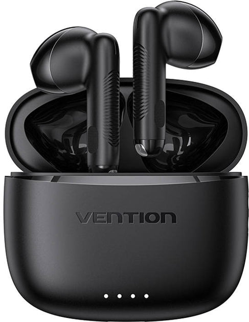 Vention ELF E03 Wireless Earbuds, Up to 6 Hours Playback, Charging Case Included, Bluetooth Connectivity, Compact Design, Black
