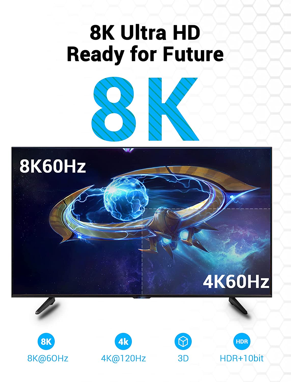 Vention premium HDMI 8K cable for gaming with 8K resolution support and ultra HD quality