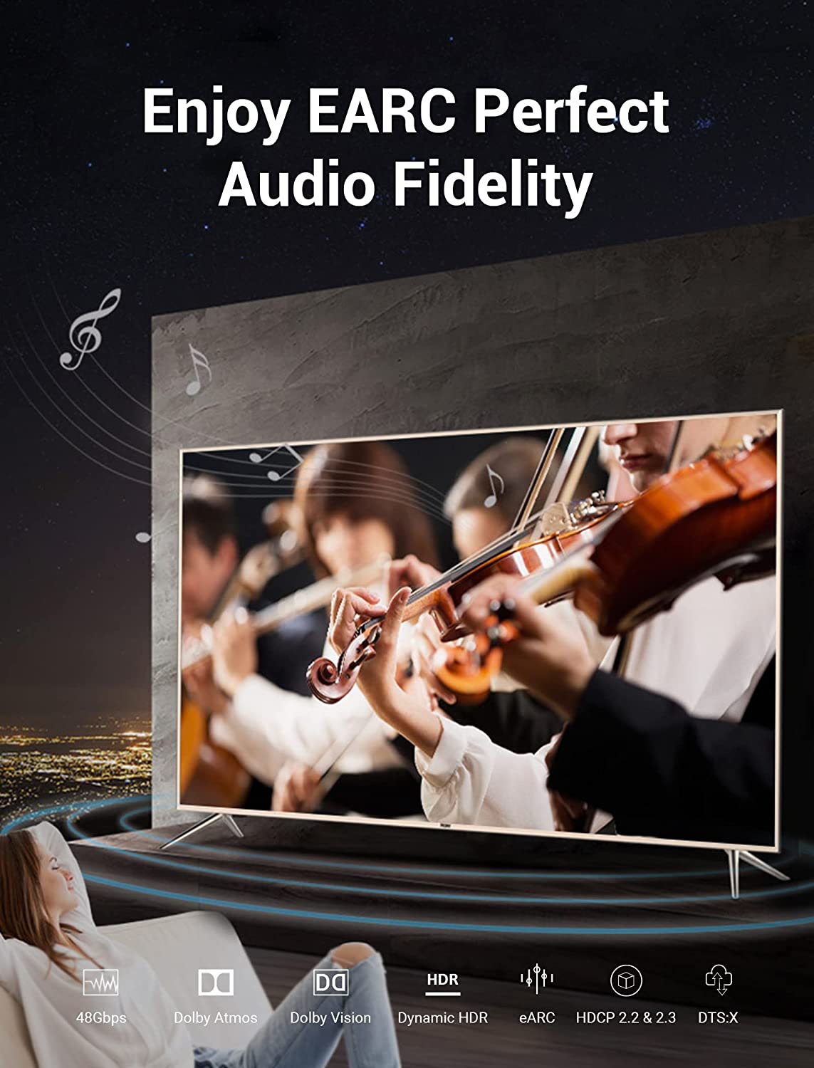 Enjoy EARC Perfect Audio Fidelity with VENTION premium HDMI 8K cable for gaming and vibrant visuals