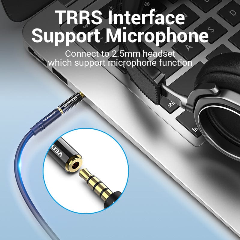 VENTION 3.5mm Male to 2.5mm Female Audio Adapter Black Metal Type