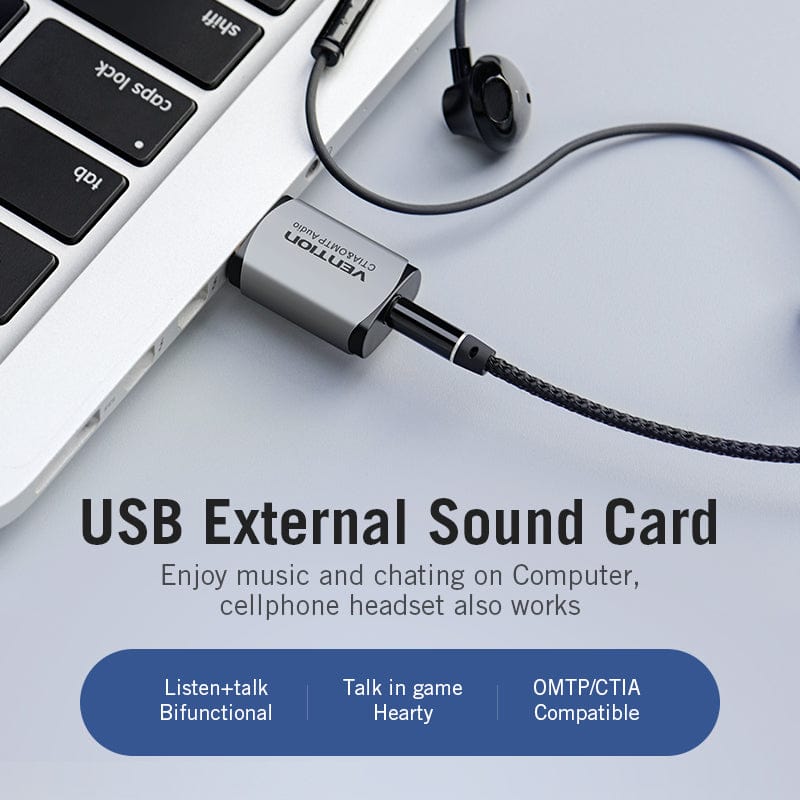 VENTION USB External Sound Card Gray Metal Type (OMTP-CTIA)