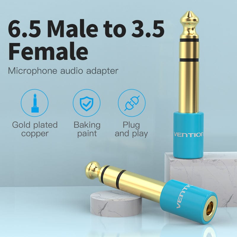VENTION 6.35mm Male to 3.5mm Female Audio Adapter Blue Aluminum Alloy Type